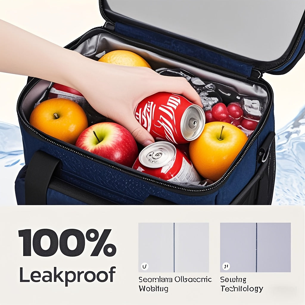 Triple-Compartment Insulated Lunch Bag, 19L Leakproof Cooler Tote with Detachable Shoulder Strap for Men and Women, Work Meals, Travel and Picnics