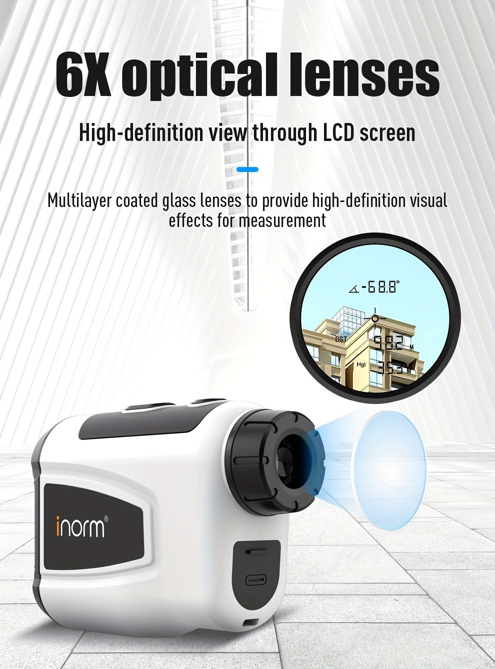1200-Yard Golf Rangefinder LAB12 with 6.5x Magnification, Slope Compensation and Flag Lock, White USB Rechargeable Outdoor Accessory