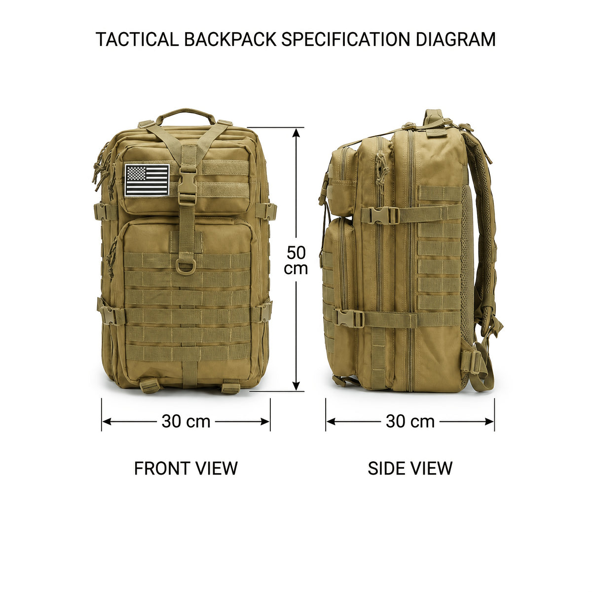 900D MOLLE Tactical Backpack with 17-Inch Laptop Compartment, Expandable 11.89-Gallon Multi-Pocket Rucksack for Hiking, Camping and Travel