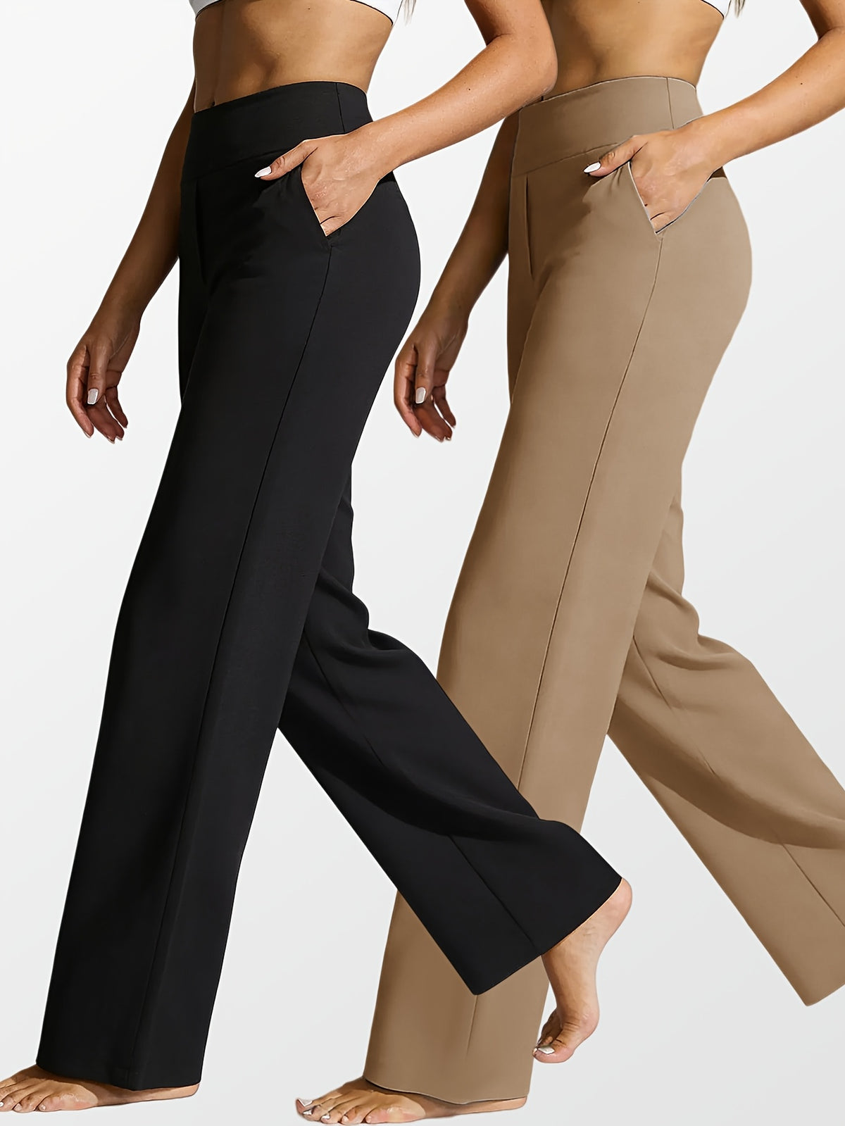 2-Piece Women's High-Waisted Straight-Leg Yoga Pants Set