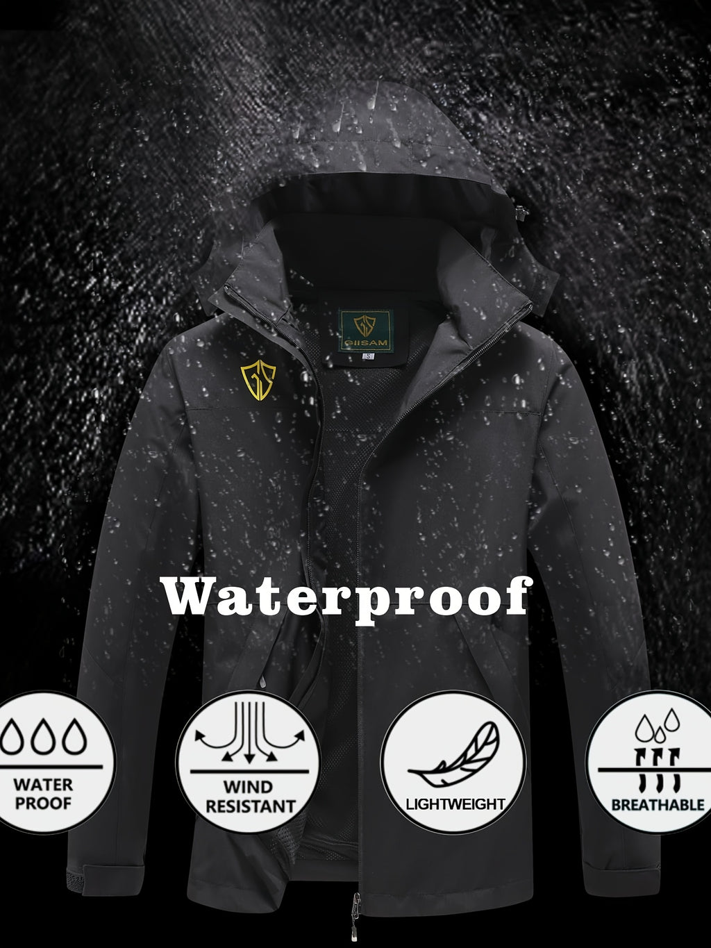 Packable Rain Jacket for Women, Lightweight Hooded Windbreaker with Mesh Lining, Detachable Hood, Adjustable Cuffs and Zipper Pockets for Light Rain
