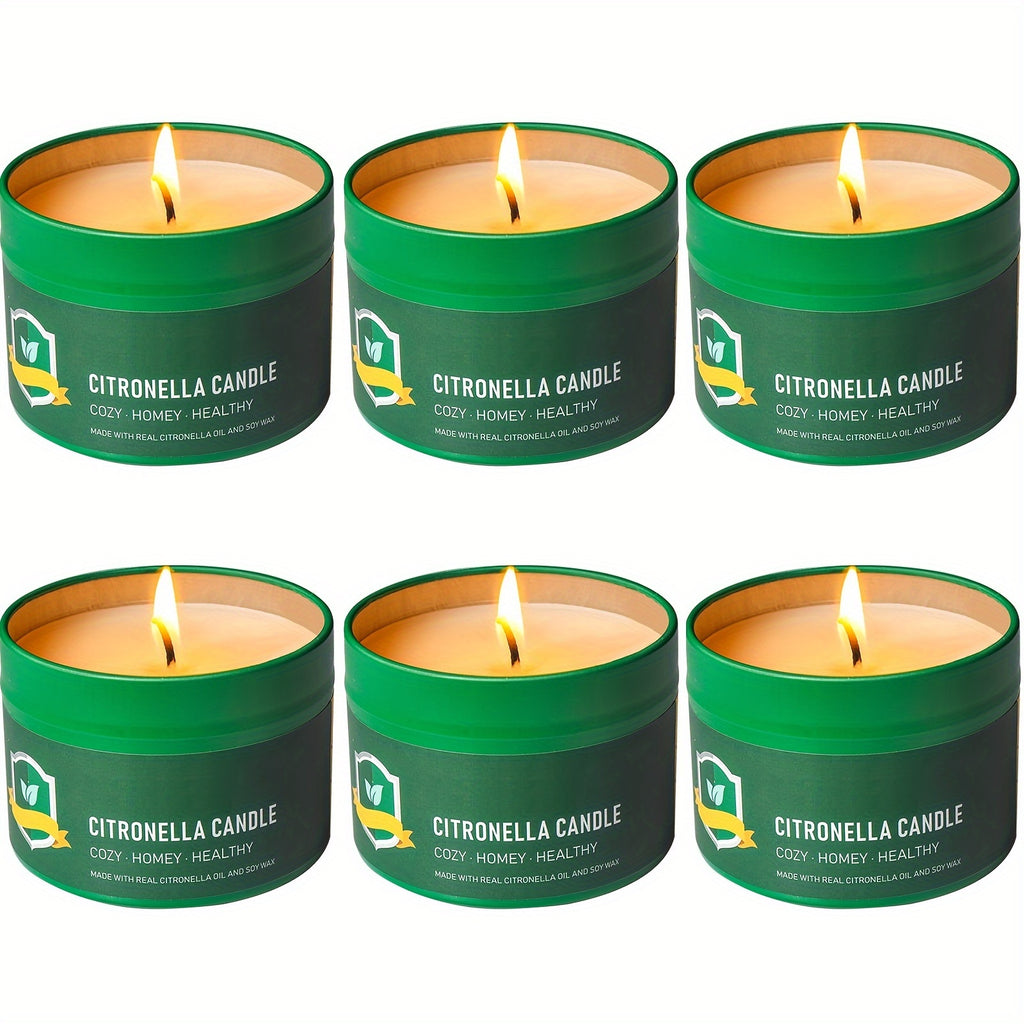 Outdoor Citronella Candles 6-Pack, 4.4 oz Each for Patio Evenings, Backyard BBQs, Garden Parties and Camping Gatherings, Father's Day Gift