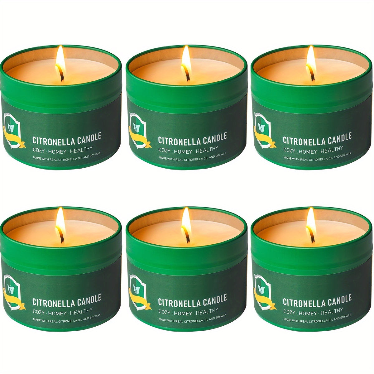 Outdoor Citronella Candles 6-Pack, 4.4 oz Each for Patio Evenings, Backyard BBQs, Garden Parties and Camping Gatherings, Father's Day Gift