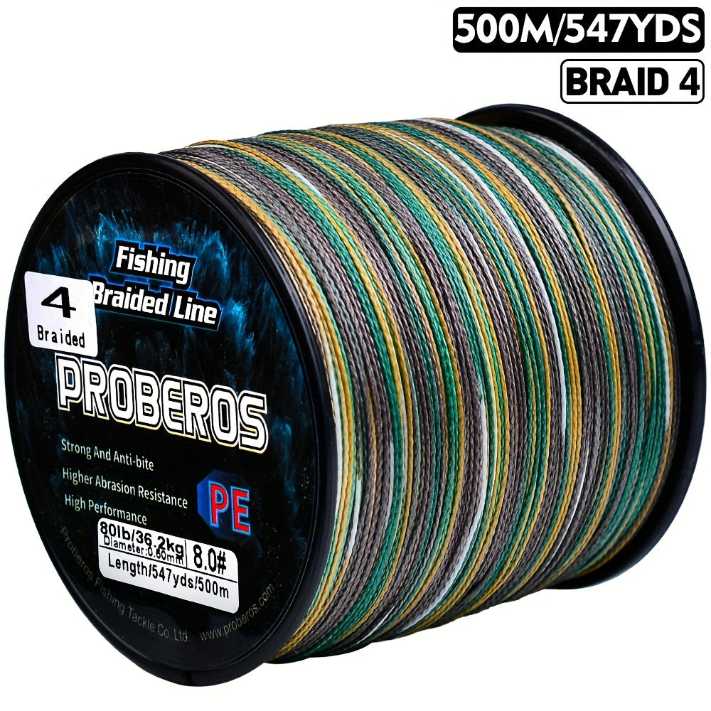 4-Strand Braided Fishing Line, 547-Yard Polyamide Spool with Abrasion Resistance, Zero Stretch and 6–80 lb Test Options for Anglers