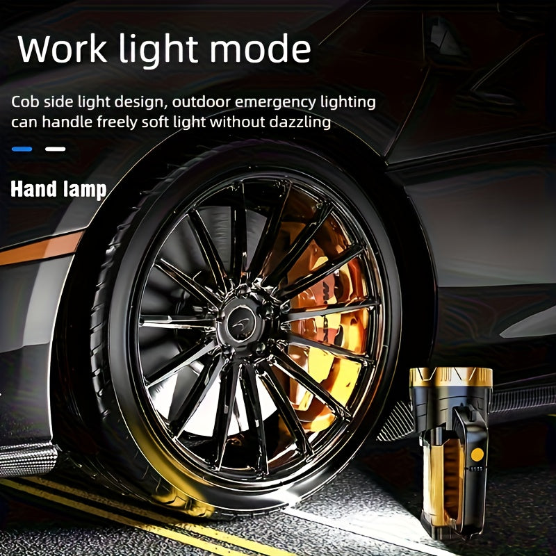 2400mAh Rechargeable LED Flashlight with Zoom and Adjustable Brightness, Portable Handheld Outdoor Light in Single or Two-Piece Options