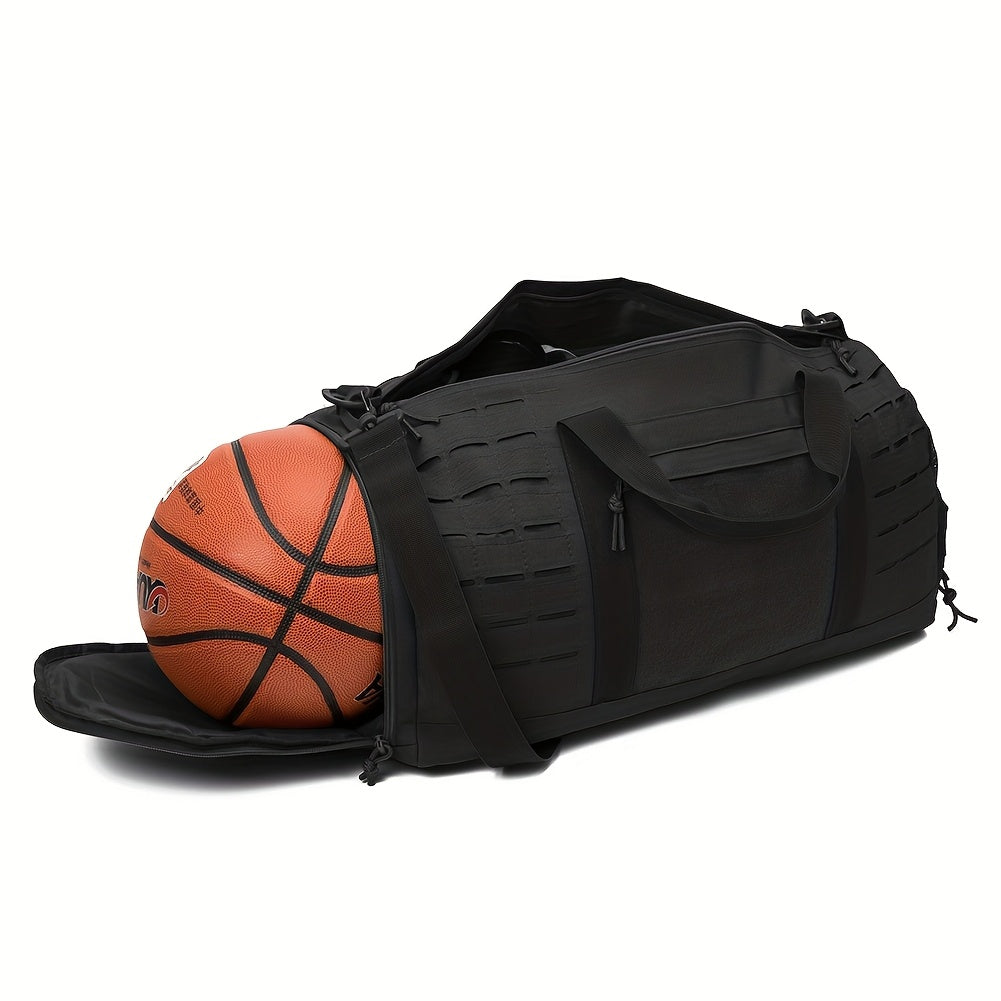 40L Tactical Duffel Bag with Shoe Compartment and MOLLE, Heavy-Duty Gym Weekender for Men's Sports Gear, Work and Outdoor Camping Travel