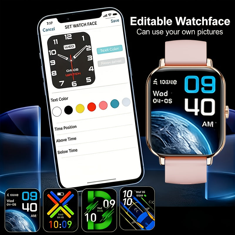 1.83-Inch Calling Smartwatch for Men and Women, Touchscreen Fitness and Sports Watch in Black or Pink, Everyday Outdoor Accessory with Smartphone Connection