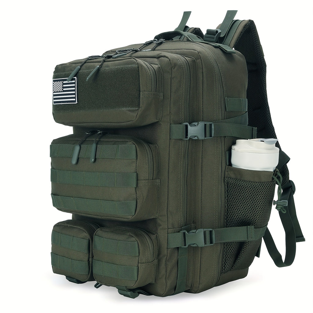Army Green Hiking Backpack with Listed 13.21-Gallon Capacity, Unisex Outdoor Daypack for Camping Trips, Travel and Sports Outings