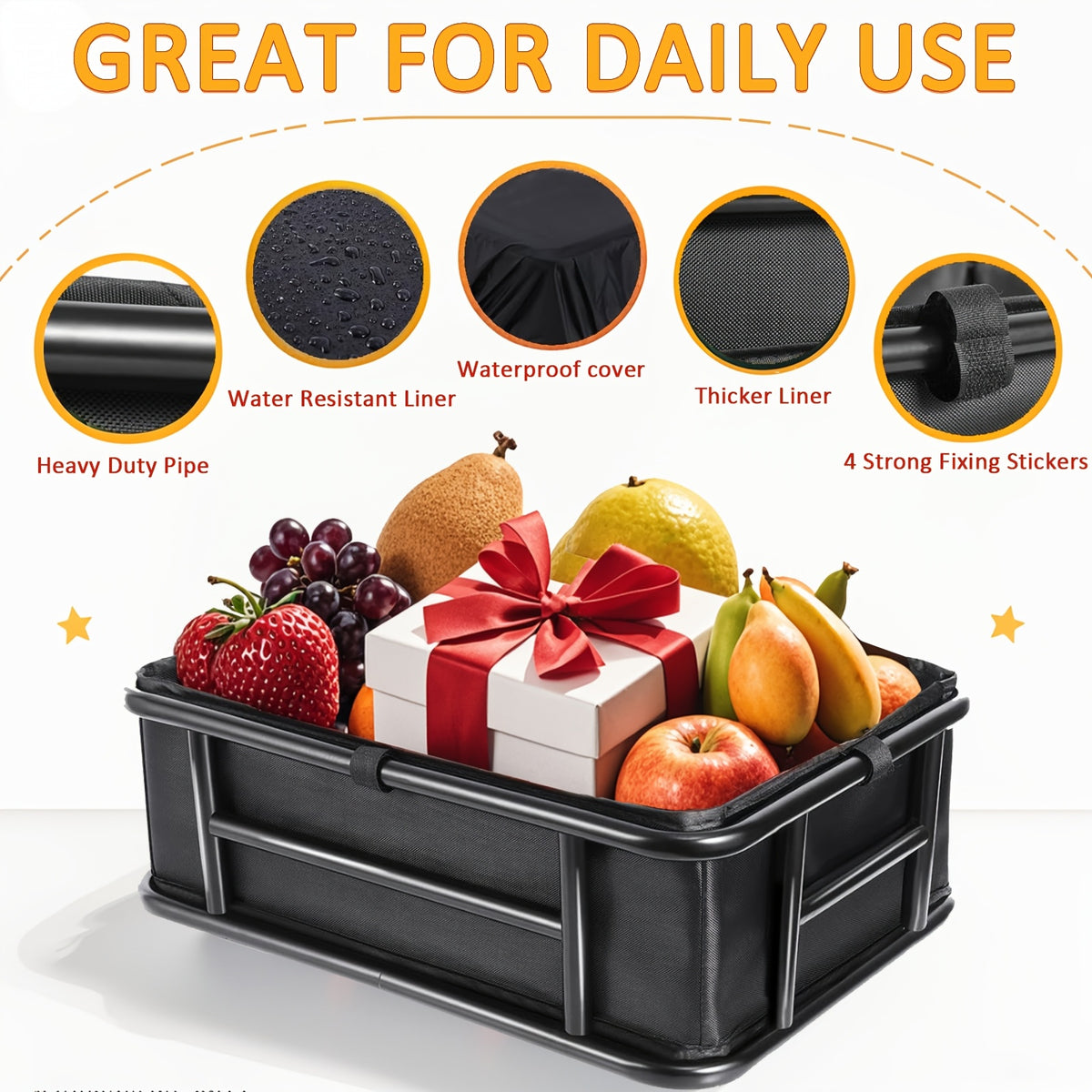 Iron Rear Bike Basket in Black, Removable Frame-Mount Bicycle Cargo Storage with Large, Folding or Basic Options for Groceries and Commuting
