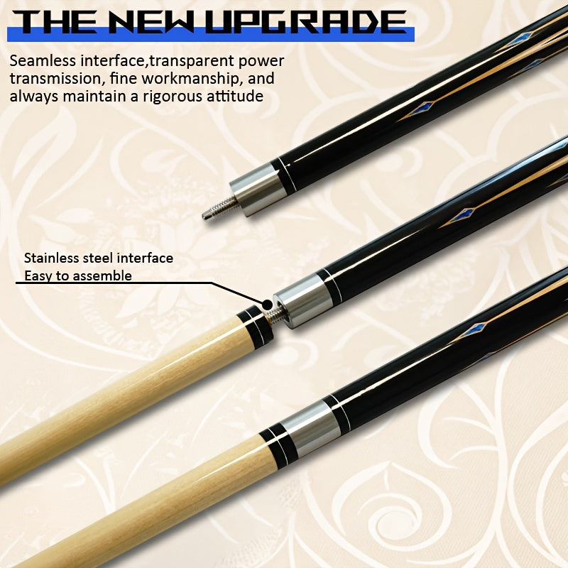 Retro Maple Pool Cue, 58-Inch 20-Ounce Billiard Stick with Listed 13 mm Size and Billiard Gloves for Practice, Game Nights and Father's Day Gifts