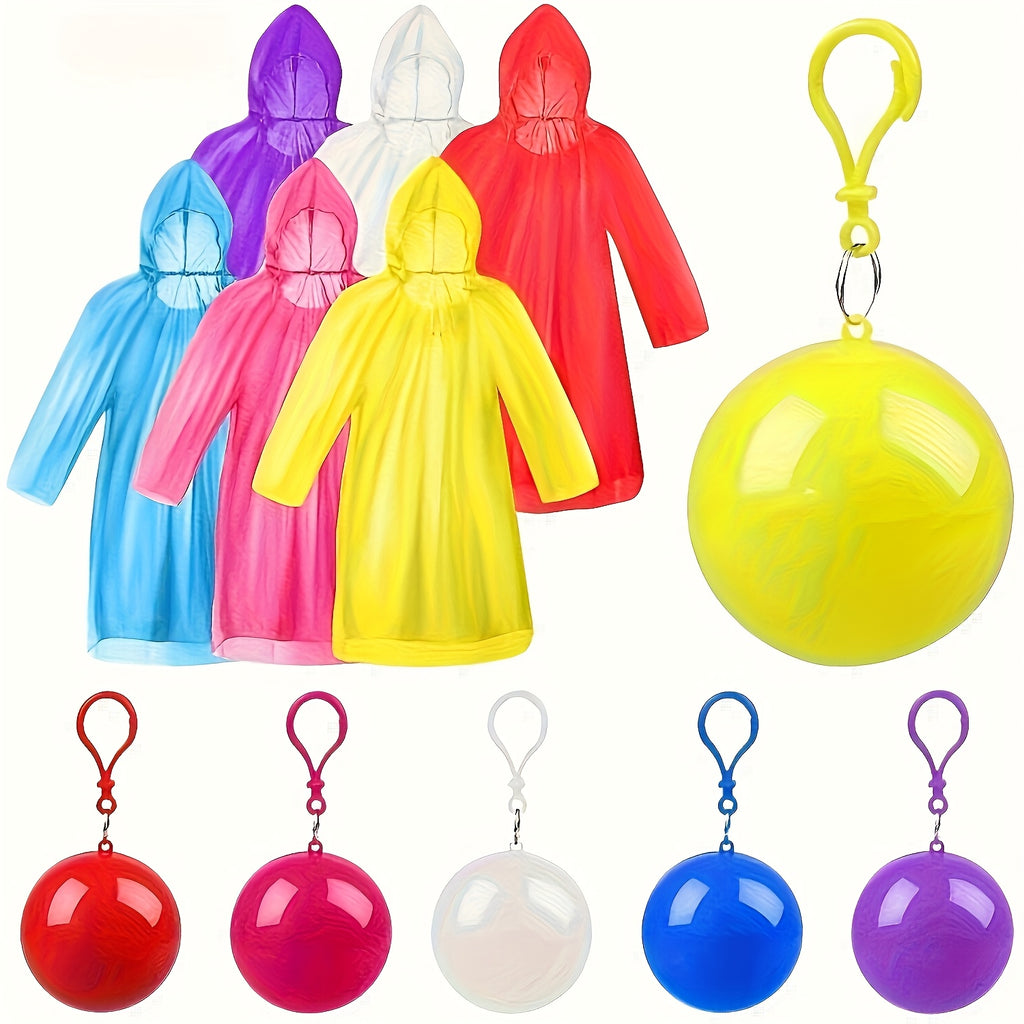 Disposable Emergency Raincoats 3-Pack with Keychain, Mixed-Color Lightweight Portable Rainwear for Hiking, Outdoor Sports and Amusement Park Days