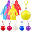 Disposable Emergency Raincoats 3-Pack with Keychain, Mixed-Color Lightweight Portable Rainwear for Hiking, Outdoor Sports and Amusement Park Days