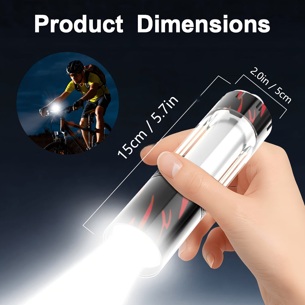 6000mAh Rechargeable LED Flashlight with Type-C Charging, Aluminum Alloy Tactical Work Light with Adjustable Spotlight and Floodlight Focus for Outdoor Tasks