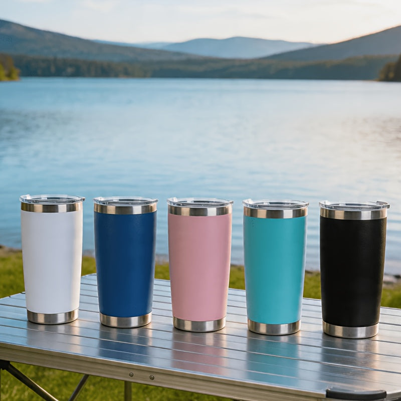 20 oz Insulated Tumblers 2-Pack, Stainless Steel Double-Wall Vacuum Thermal Cups without Handles or Straws for Outdoor Use, Game Day and Holiday Gifts