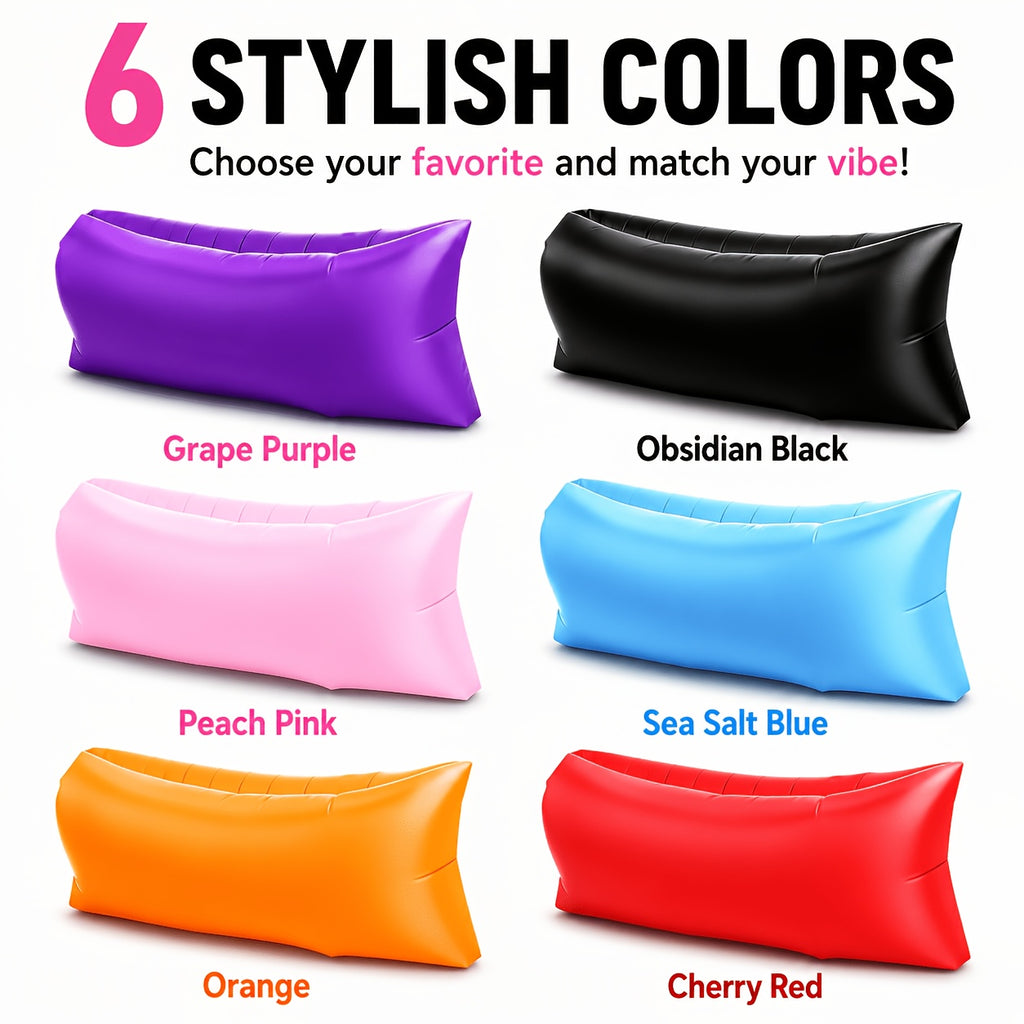 Inflatable Lounger Sofa Bed for One Person, Portable Foldable Polyester Air Cushion with Storage Bag for Camping and Beach Relaxation