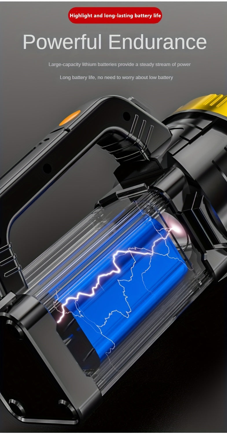 2400mAh Rechargeable LED Flashlight with Zoom and Adjustable Brightness, Portable Handheld Outdoor Light in Single or Two-Piece Options
