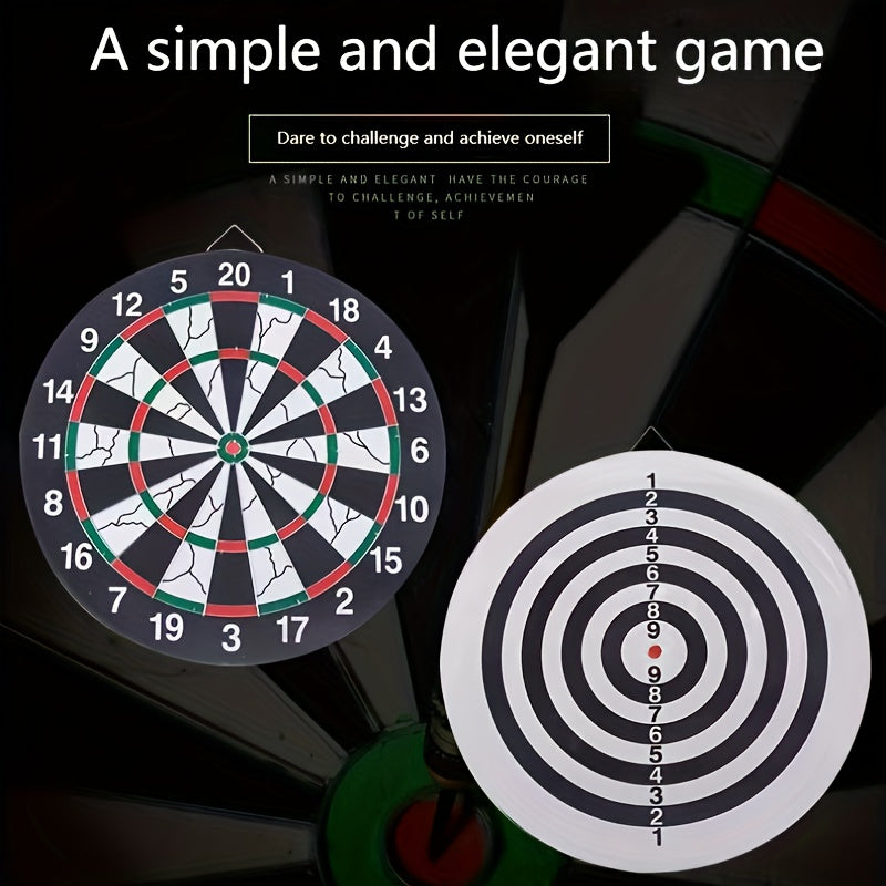 17-Inch Double-Sided Dartboard Set with 12 Darts for Casual Games