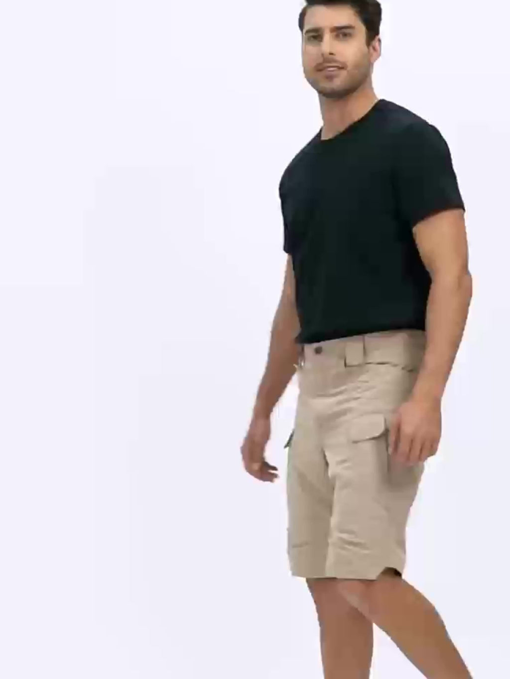 Multi-Pocket Cargo Shorts for Men, Breathable Quick-Dry Tactical-Style Work Shorts in Black, Khaki, Grey or Fern Green for Everyday Outdoor Wear
