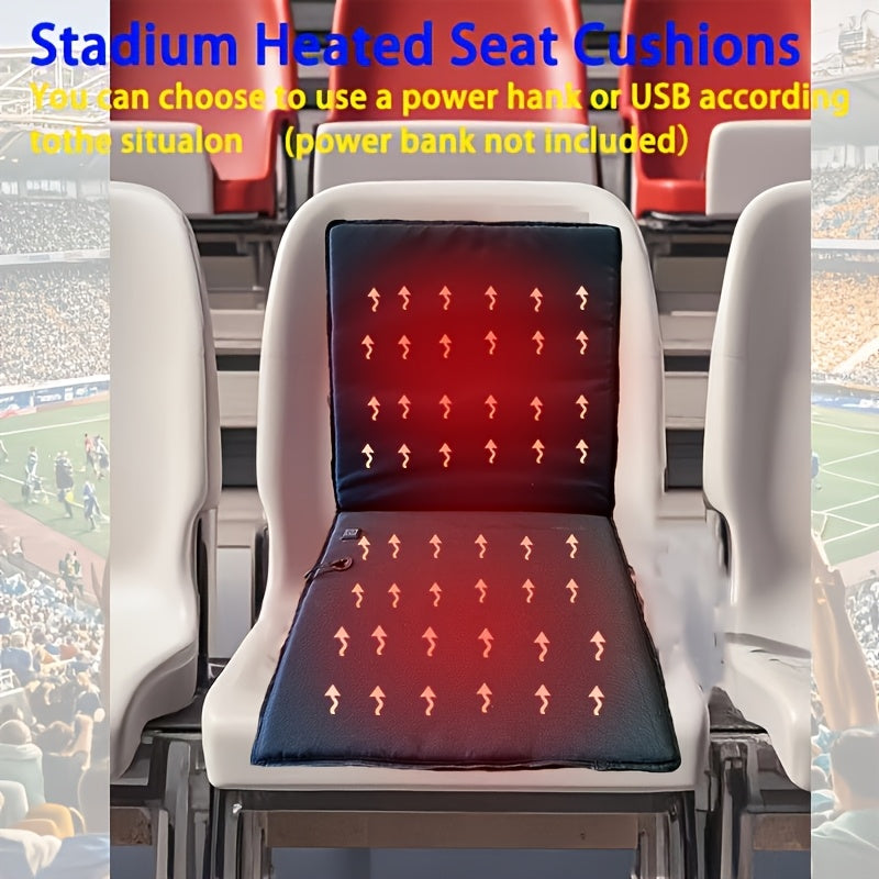 USB Heated Seat Cushion, Foldable Portable Warming Pad with 3 Adjustable Modes for Camping and Stadium Seats, Power Bank Not Included