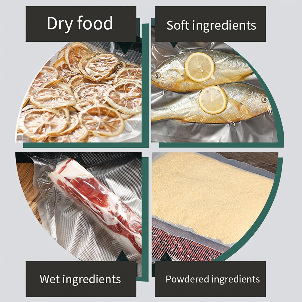 65kPa Food Vacuum Sealer with Wet and Dry Modes, 40 Storage Bags and External Vacuum Hose for Home Kitchen Portion Packing and Camping Meal Prep