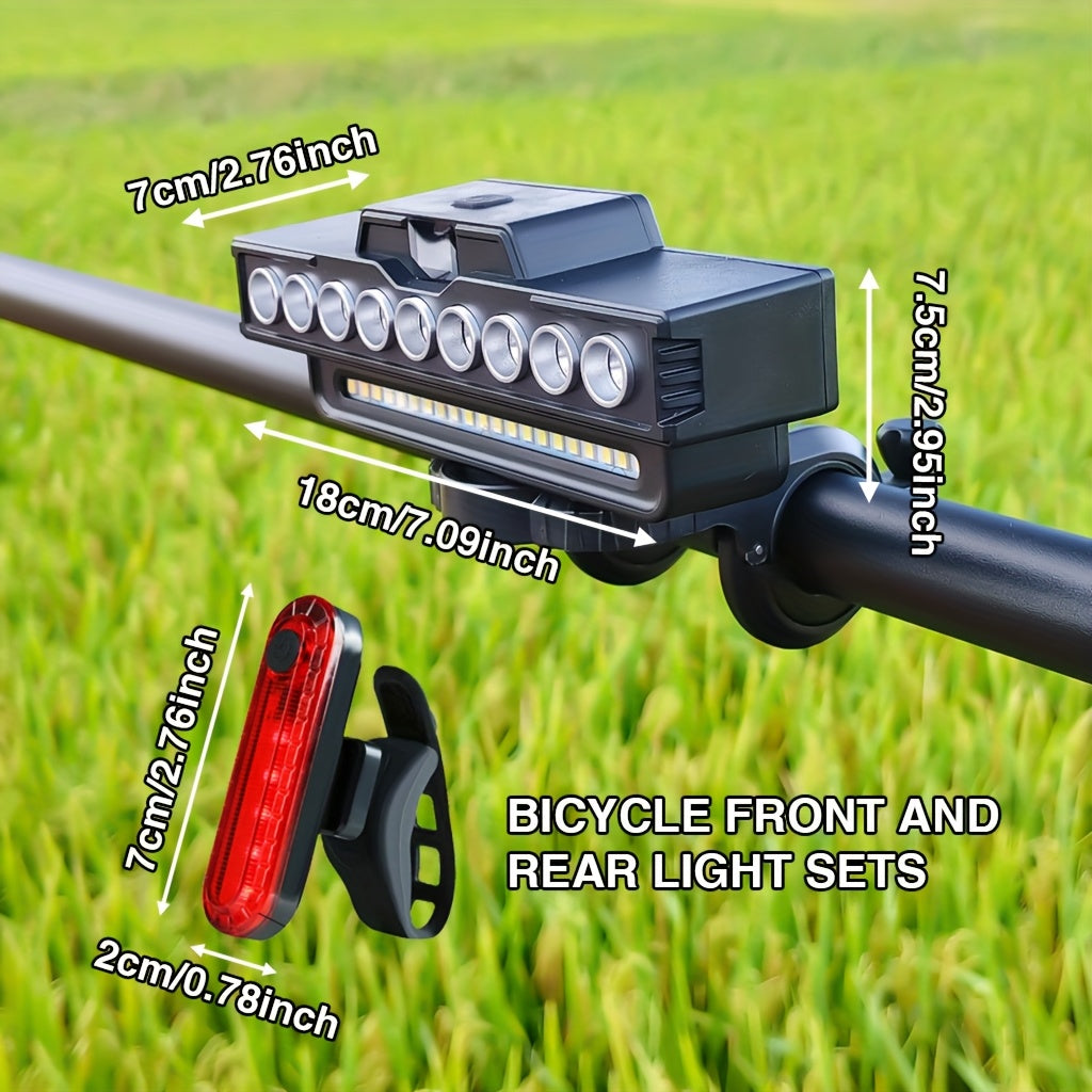 Bike Light and Horn Combo with USB Charging, Digital Display and Listed 4000mAh Power Bank, Headlight or Tail Light Bundle Options for Cycling