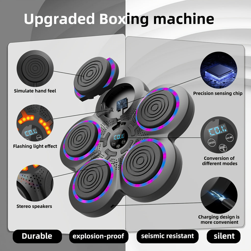Music Boxing Machine for Adults, USB Rechargeable Wall-Mounted Electronic Punch Target with Black Model Options for Home and Gym Workouts