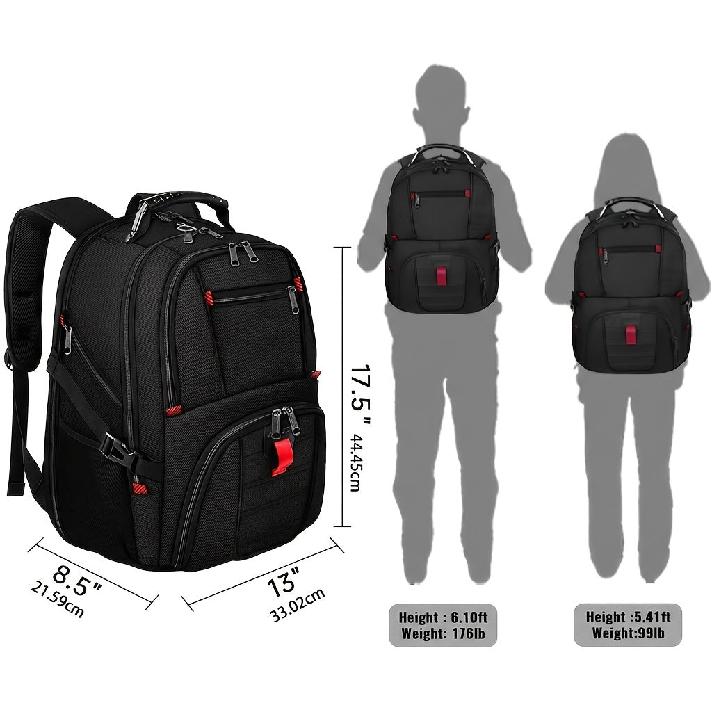 17-Inch Laptop Travel Backpack with Three Main Compartments, Padded Computer Storage and Mesh Shoulder Straps for College, Work and Weekend Trips