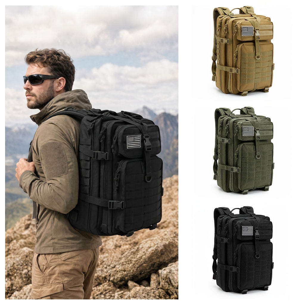 900D MOLLE Tactical Backpack with 17-Inch Laptop Compartment, Expandable 11.89-Gallon Multi-Pocket Rucksack for Hiking, Camping and Travel