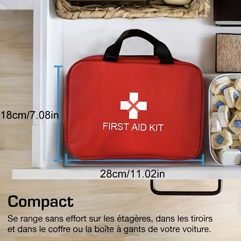 152-Piece Emergency Survival Kit with Scissors, Pliers and Basic First Aid Supplies, Red Portable Multifunctional Tool Set for Outdoor Preparedness