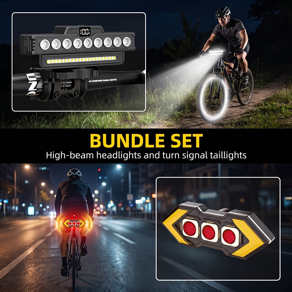 Bike Light and Horn Combo with USB Charging, Digital Display and Listed 4000mAh Power Bank, Headlight or Tail Light Bundle Options for Cycling