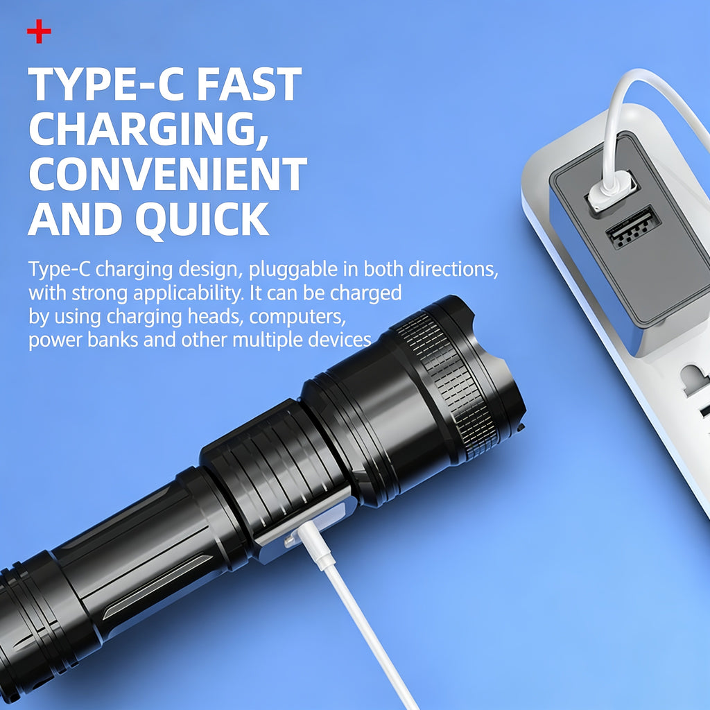 3-Mode USB Rechargeable LED Flashlights 2-Pack, Gray Button Handheld Light Set for Camping, Household Tasks and Power Outage Backup Lighting