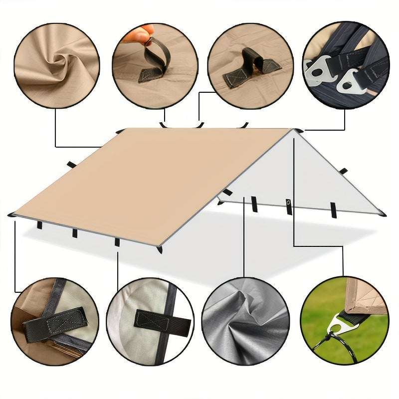Multi-Point Camping Tarp Shelter for Outdoor Shade and Hammock Cover, 300 x 300 or 300 x 400 cm Options with 6 or 19 Hanging Points