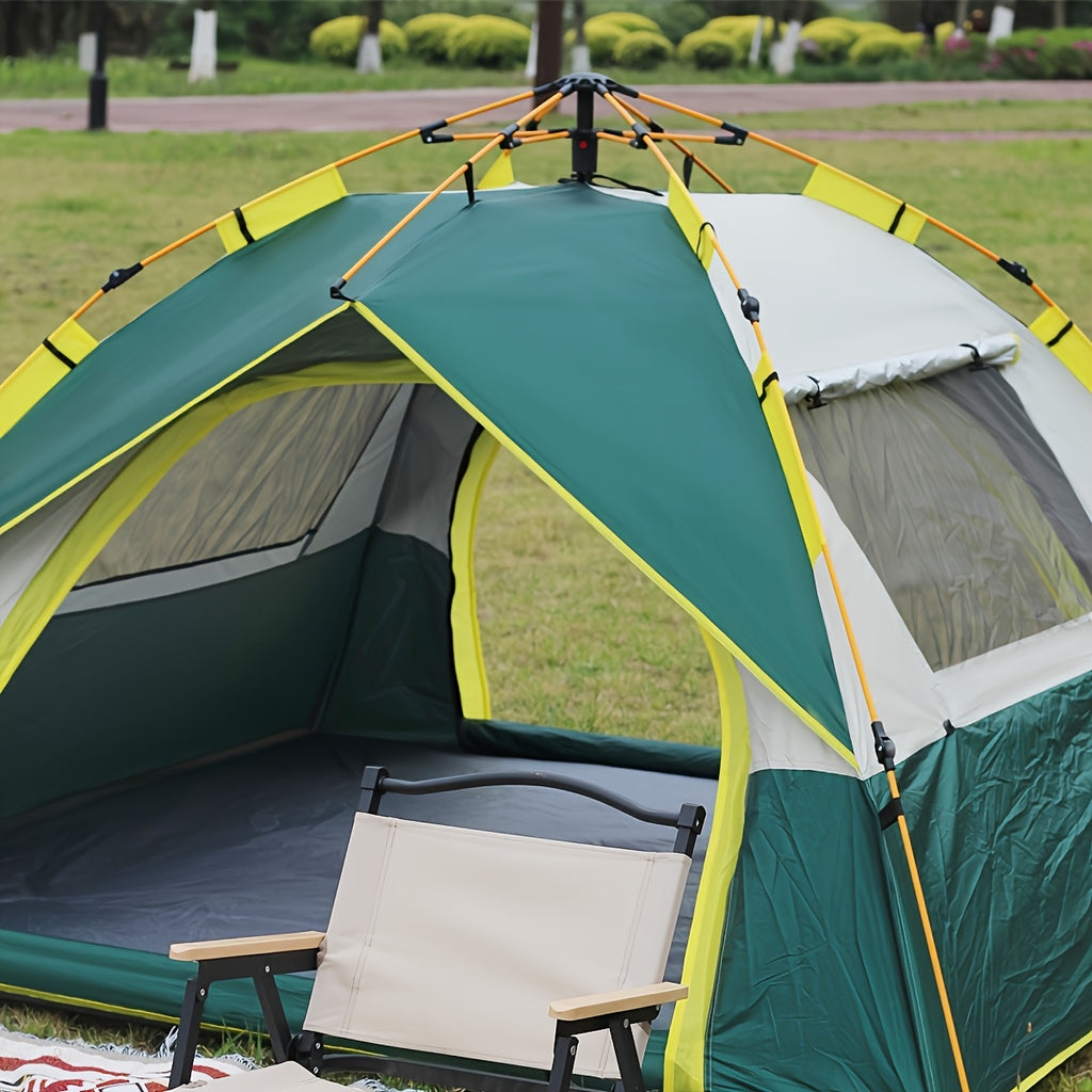 4-Person Pop-Up Camping Tent with Insect Net and Zipper Closure, Automatic Outdoor Sunshade Shelter in White and Green Color Options