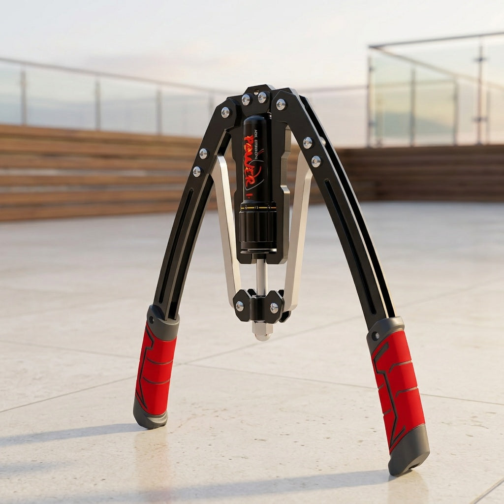 20-Level Hydraulic Arm Trainer in Red, Carbon Steel Foldable Home Gym Equipment with Non-Slip Handles and Listed 22–440 lb Resistance