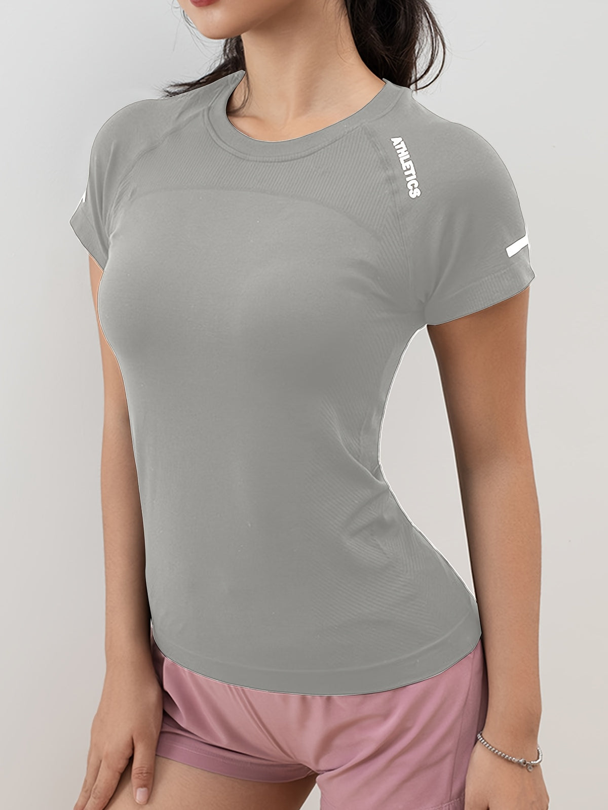 3-Pack Women's Workout T-Shirts for Running and Yoga, Short-Sleeve Crew-Neck Letter Print Athletic Tops in Four Color Combinations
