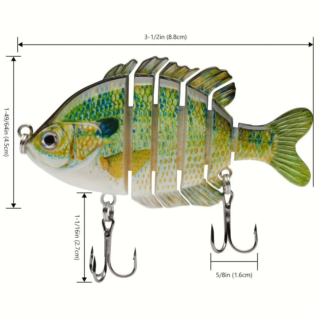 4-Pack Multi-Joint Panfish Fishing Lures with Treble Hooks