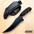 Trailing Point Hunting Knife, 9-Inch Listed Full Tang Fixed Blade with Stainless Steel Construction for Adult Outdoor Cutting, Black Silver or Desert Tan