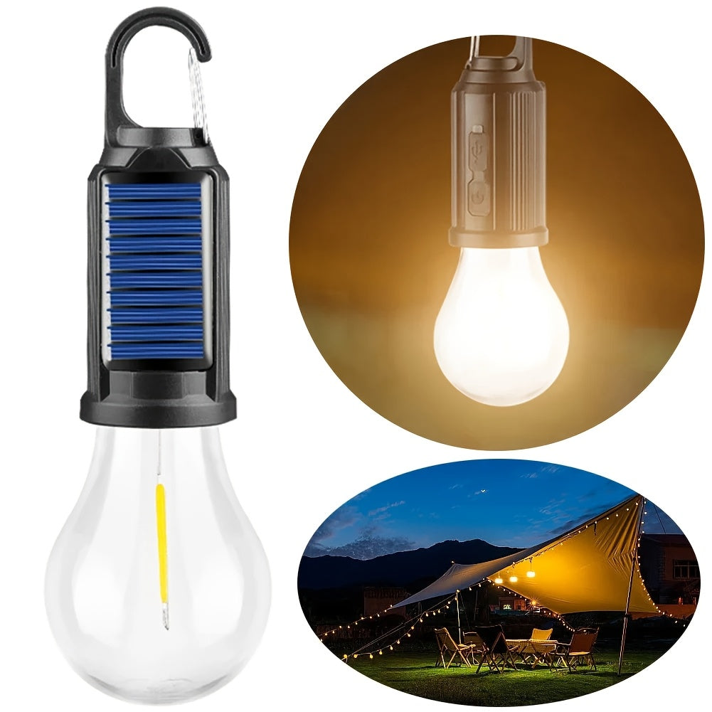 2-Pack Solar and USB Rechargeable LED Camping Lanterns with Hooks