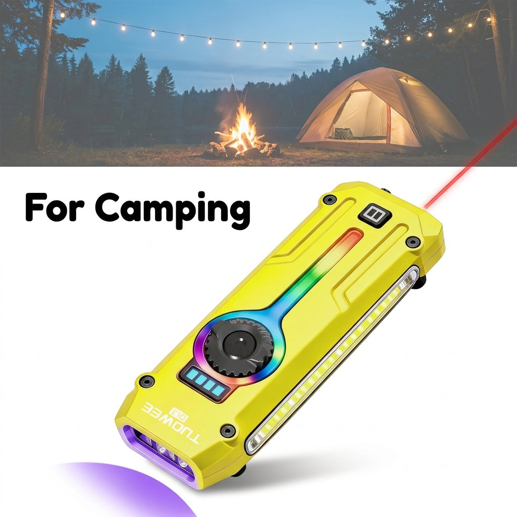 7-in-1 LED Flashlight with Listed 1200LM Output, UV Light, Laser Pointer, RGB Ambient Lighting, Magnetic Base and USB-C Rechargeable Design