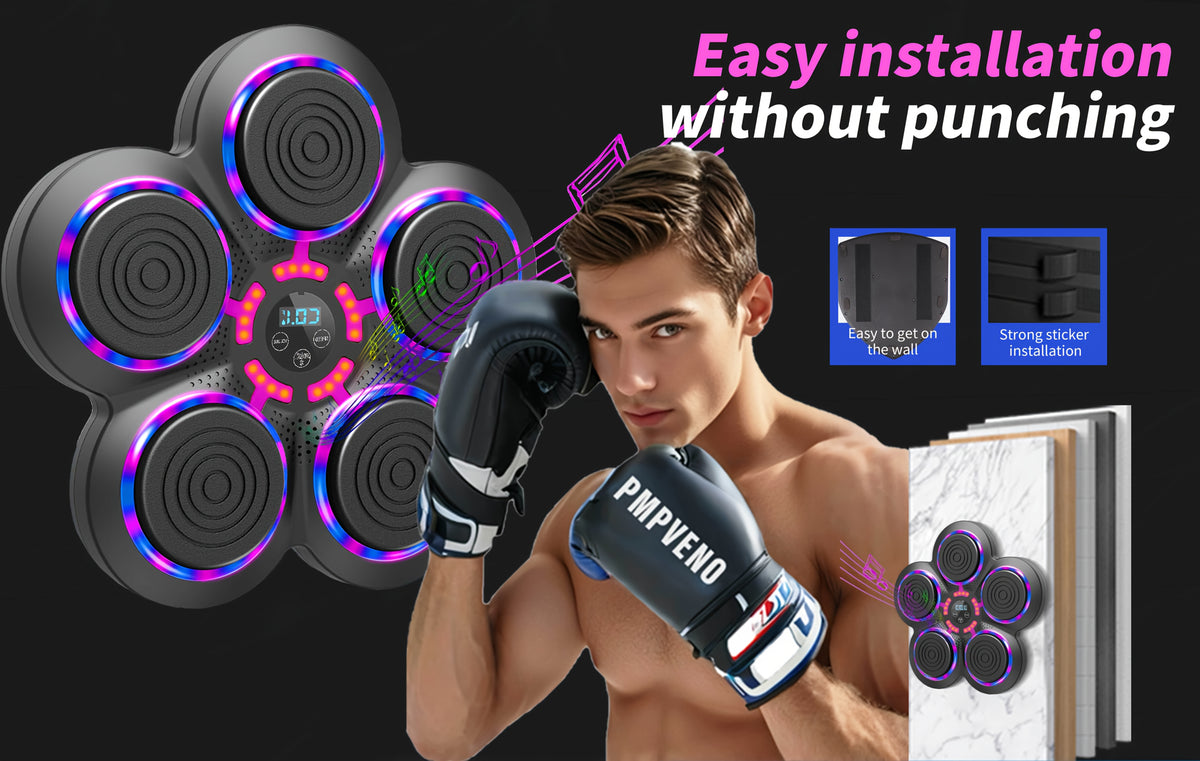 Music Boxing Machine for Adults, USB Rechargeable Wall-Mounted Electronic Punch Target with Black Model Options for Home and Gym Workouts