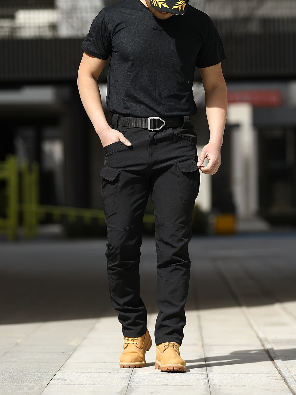 Relaxed-Fit Polyester Tactical Pants for Men with Belt Included, Lightweight Quick-Dry Multi-Pocket Trousers for Hiking, Outdoor Adventures and Work