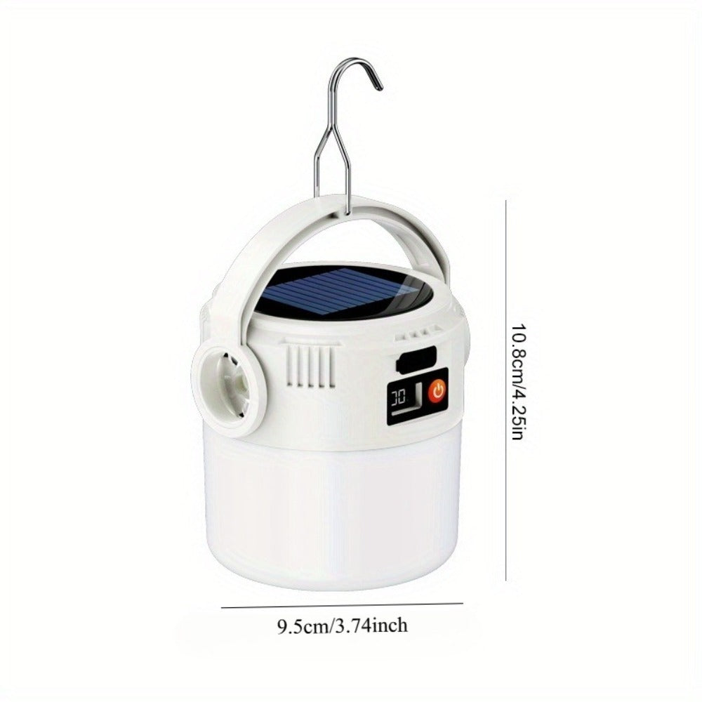 6-Mode Solar Camping Lantern with USB Rechargeable LED Light, Power Bank Function and Hanging Hook, Portable Outdoor Lamp in 2 or 4 Pack Options
