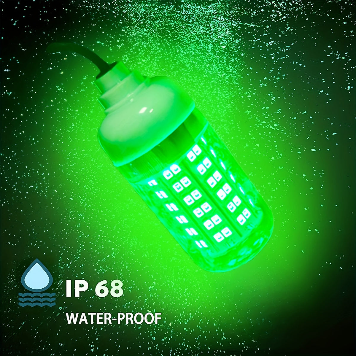 108-LED Underwater Fishing Light with USB Connector and 16.4-Foot Cable, Listed IP68 Design for Night Angling, Green or White Light Options