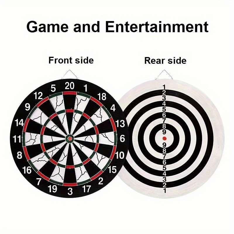17-Inch Double-Sided Dartboard Set with 12 Darts for Casual Games