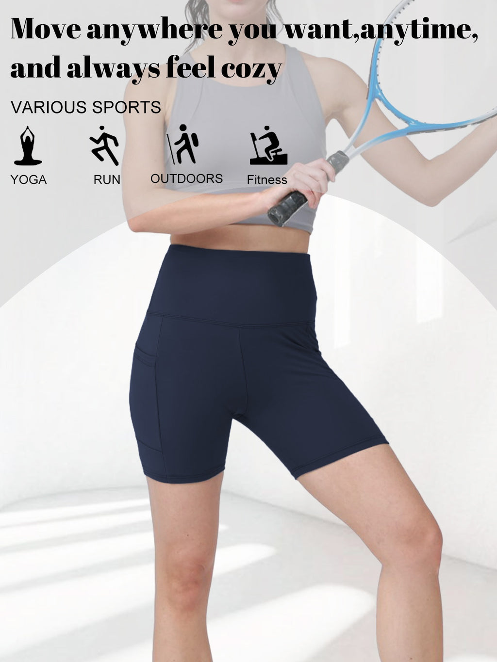Quick-Dry Yoga Shorts for Women, High-Stretch Sports Shorts for Pilates, Running and Fitness in Dark Gray, Navy or Pink, Single Piece in Size S