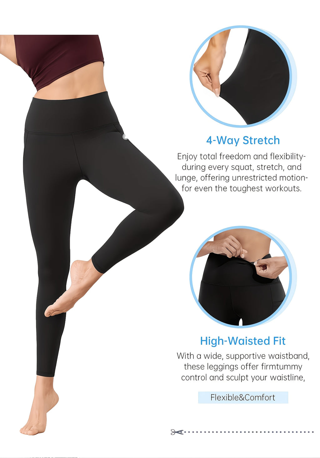 Side-Pocket Workout Leggings for Women, 5-Pack Mixed-Color High-Waisted Stretch Yoga Pants with Soft Feel for Gym, Pilates and Everyday Active Outfits