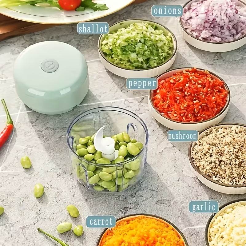 Cordless Mini Food Chopper, Rechargeable Portable Food Processor with Meat Grinder Blade for Garlic, Vegetables and Fruit, Home and Camping Meal Prep