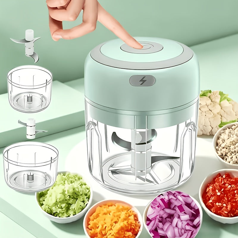 Cordless Mini Food Chopper, Rechargeable Portable Food Processor with Meat Grinder Blade for Garlic, Vegetables and Fruit, Home and Camping Meal Prep