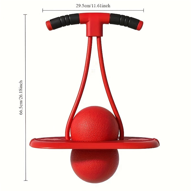 Fitness Bounce Ball with Flexible Handle, High-Elasticity Battery-Free Exercise Equipment for Outdoor Fun in Purple, Red or Blue