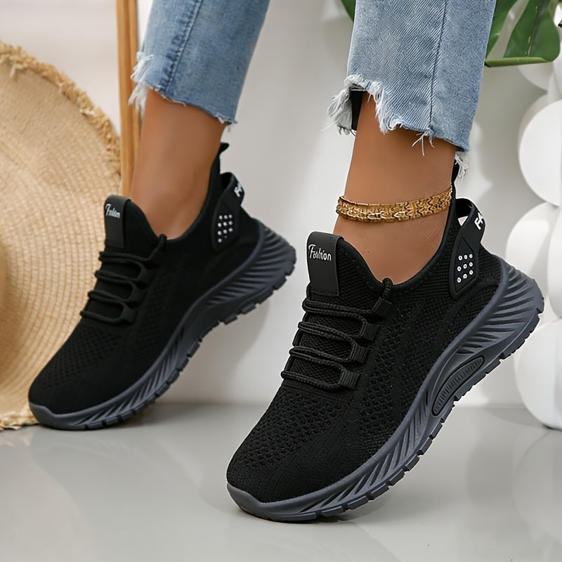 Women's Low-Top Mesh Sneakers with Lace-Up Closure and Air-Cushion Design for Walking